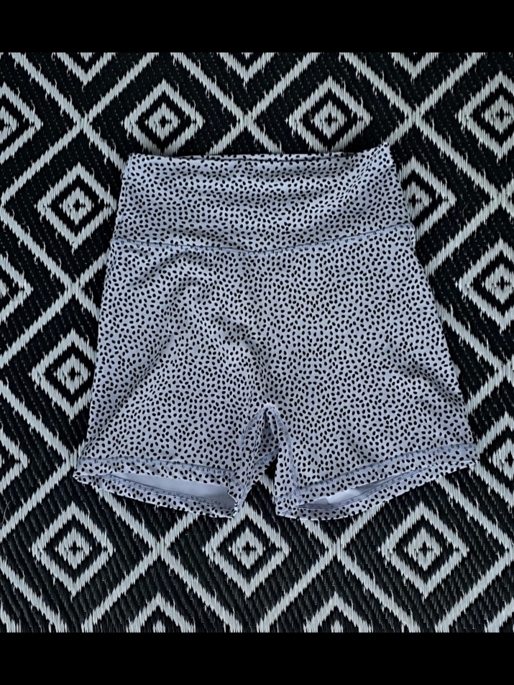 BuffBunny White Athletic Shorts with Black Dot Print - Picture 2 of 4